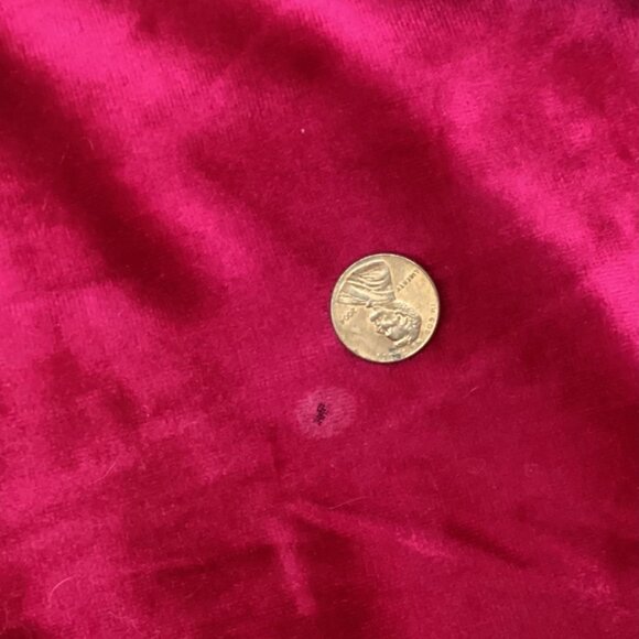 Vintage Red Velvet Christmas Dress With Lace Trim & Tree Buttons - Size 4 T - Picture 6 of 6